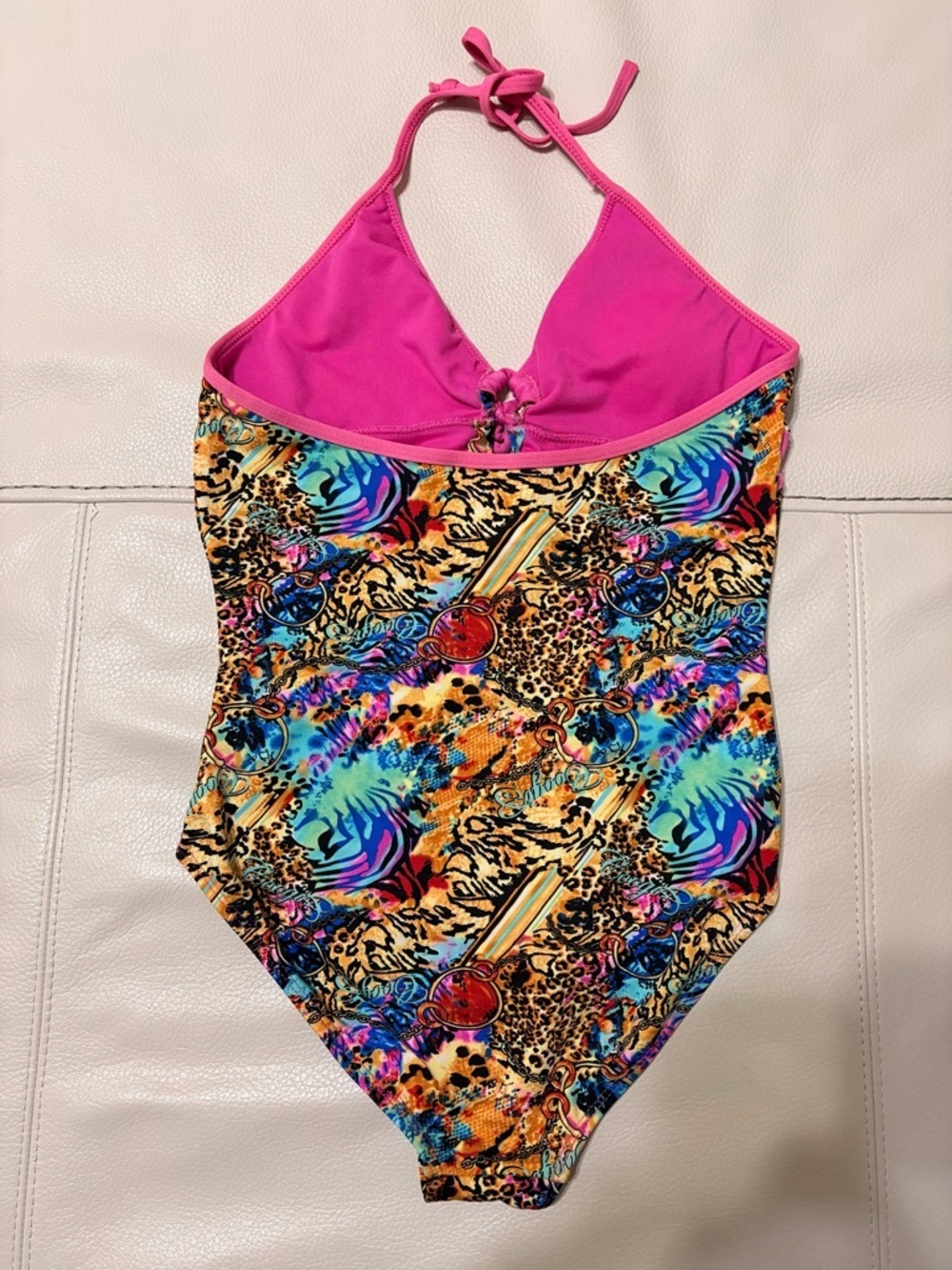 Coogi Girls' Pink Trim Multicolor One-Piece Swimsuit Size 16 - Picture 4 of 6